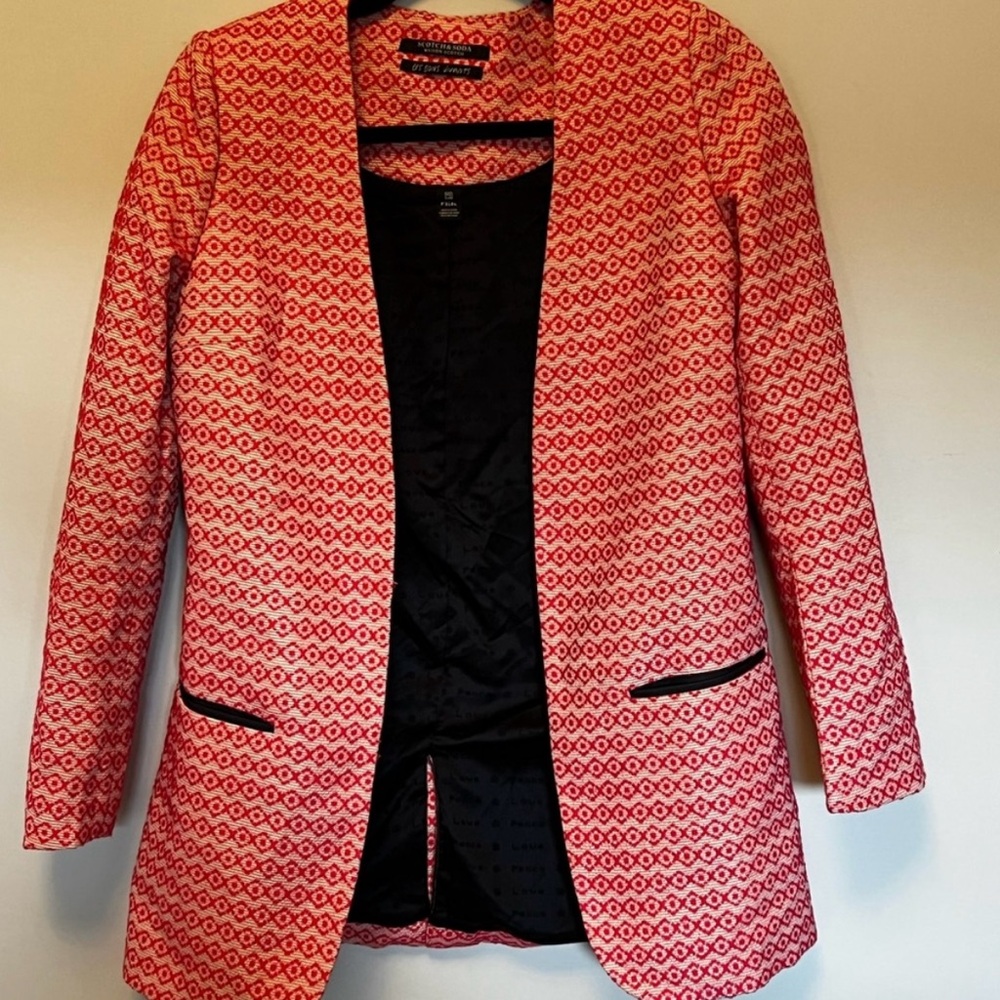Women's Pink & Beige Patterned Blazer